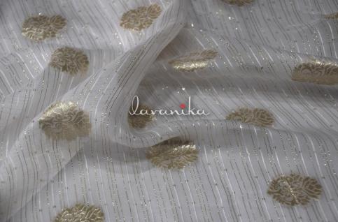 Sequin work and Lurex thread embroidery on Dyeable Organza Fabric DnoLUSQ04RFD